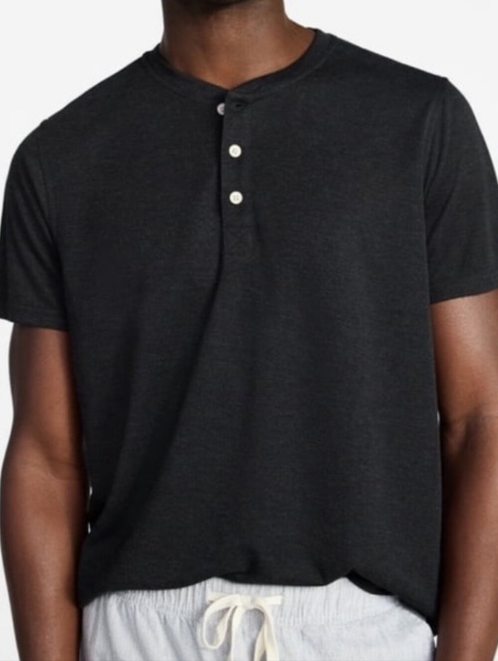 Michael Brandon Essentials Black Short Sleeve Henley Tee Small Men's New Casual